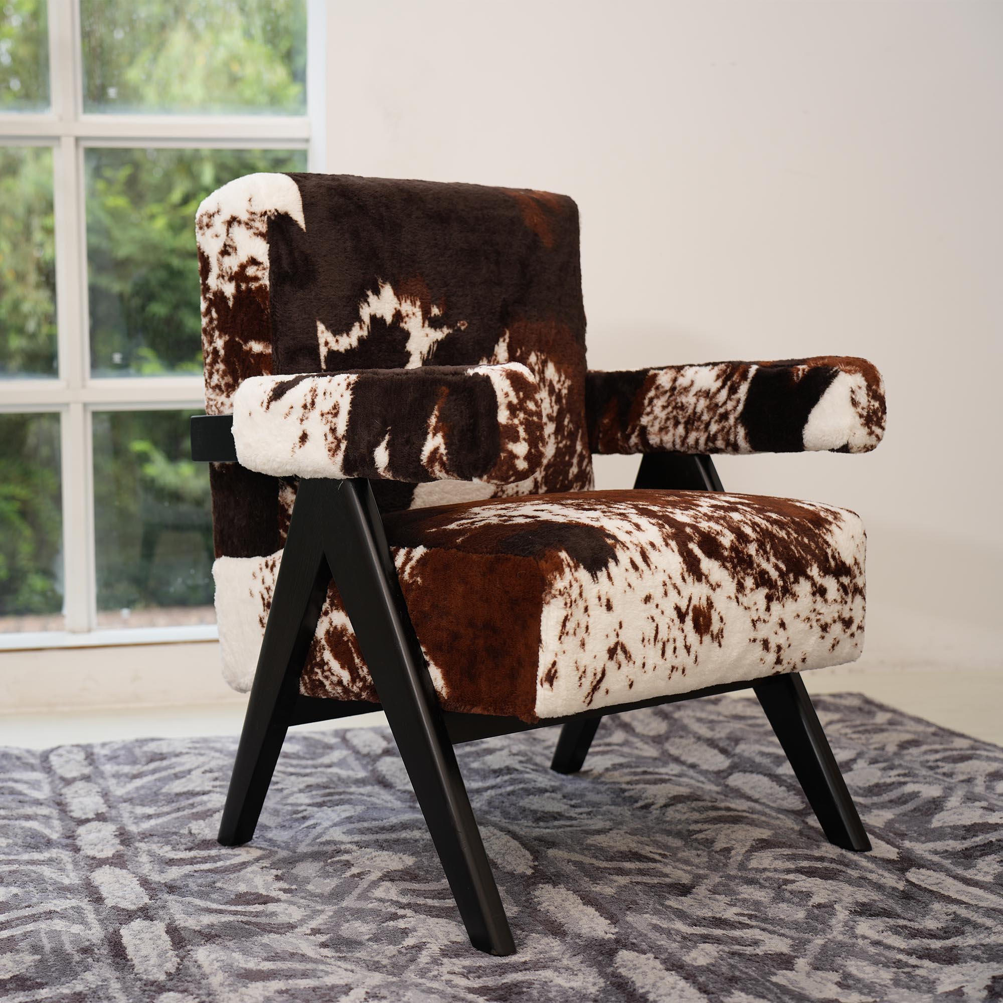 Commercial Fabric Printing - Cow Print Accent Chair Tufted Wingback